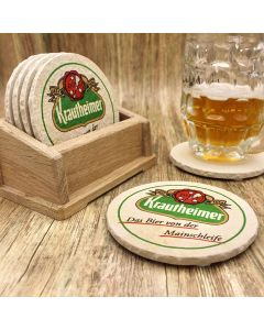 Privatbrauerei Krautheimer aus Franken Bieruntersetzer aus Naturstein - Biershop Bayern