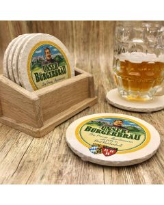 Unser Bügerbräu Bad Reichenhall Bieruntersetzer aus Naturstein - Biershop Bayern